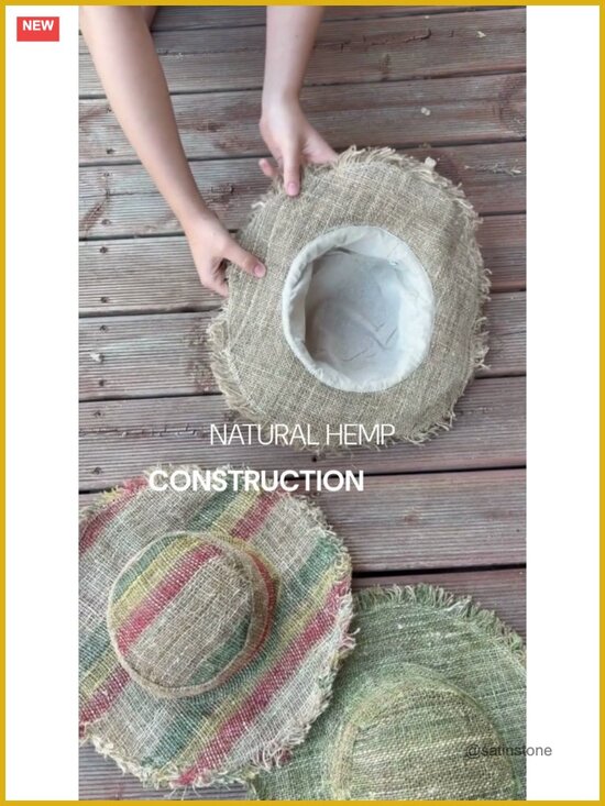 Wide Brim Sun Hat Wire Brim Foldable Packable Hemp Summer Garden Hippie